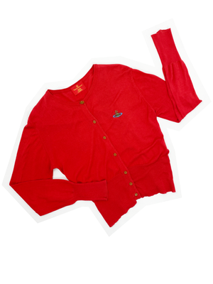 Vivienne Westwood 90s red cropped cardigan — JAMES VELORIA